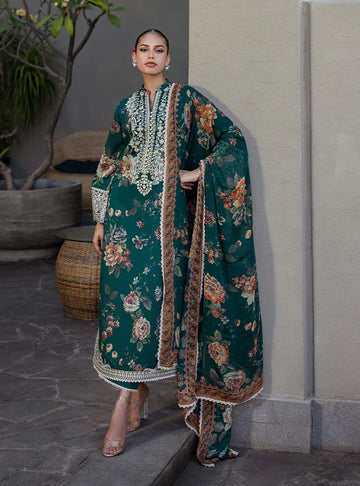 Velina-Green 3-piece Printed Lawn Suit By-Zainab Chottani