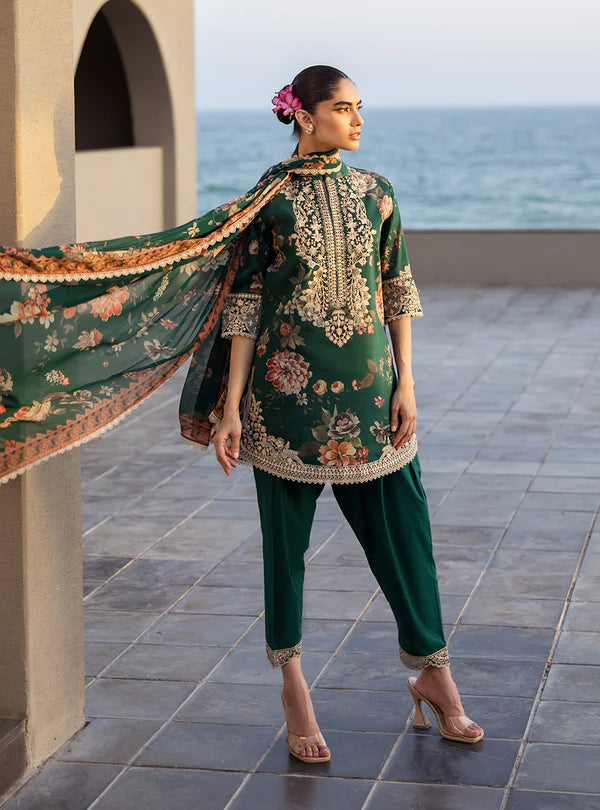 Velina-Green 3-piece Printed Lawn Suit By-Zainab Chottani