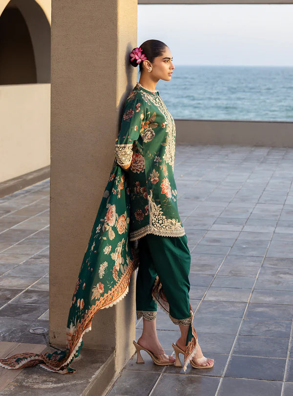 Velina-Green 3-piece Printed Lawn Suit By-Zainab Chottani