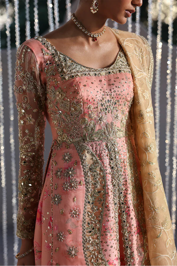 Velora Soraya Lumene Festive Pink Stitched Sharara Look with embellished gown and dupatta, available at Pakistanimoda.