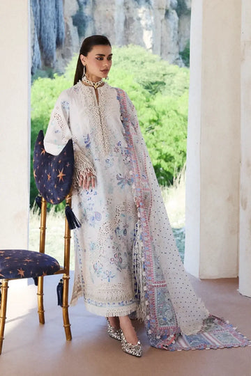 Veluna off-white Suffuse Lawn Eid 2026 stitched 3PC suit with chiffon dupatta