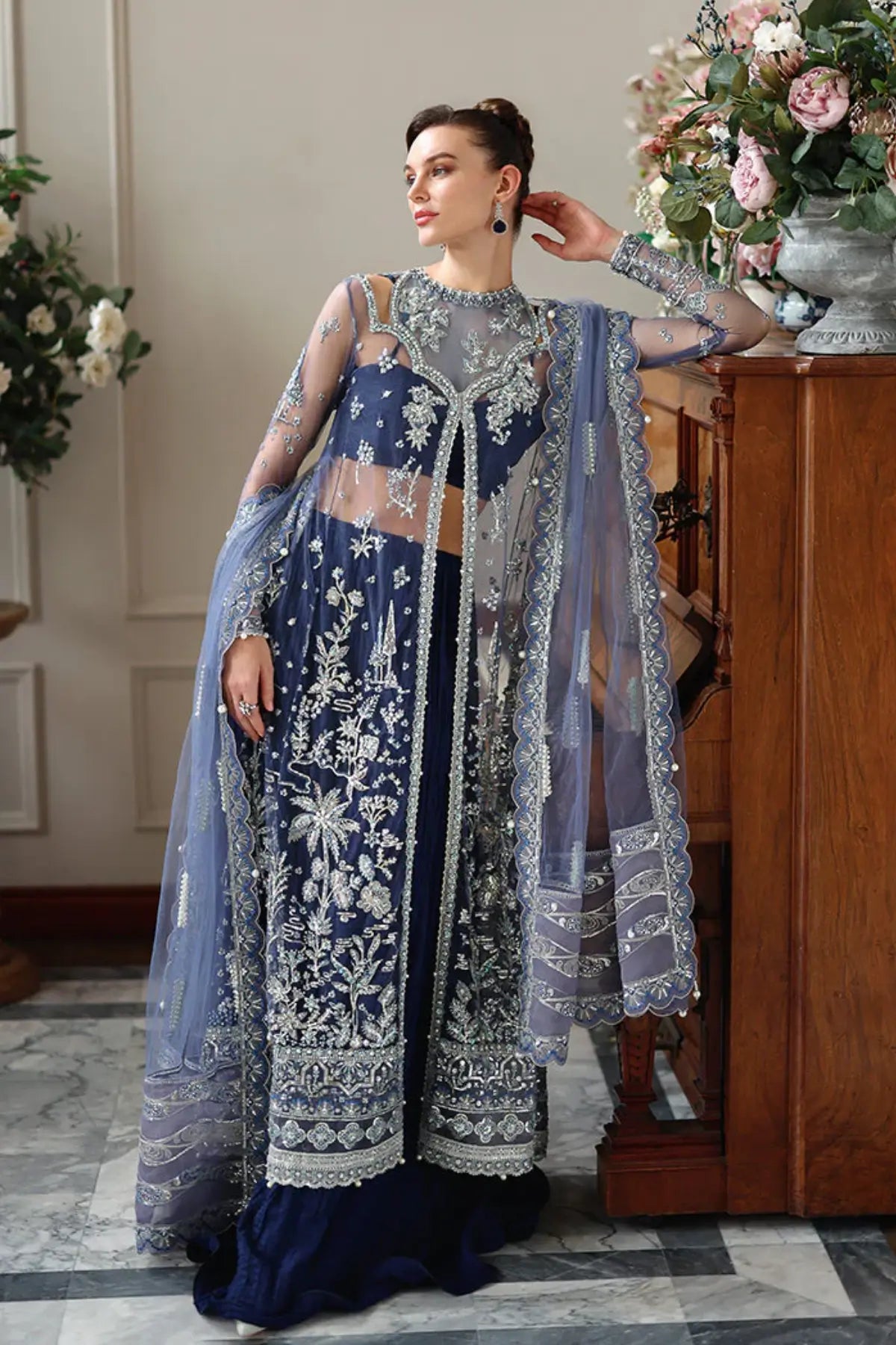 Veronica from The Muse by Mushq navy blue stitched formal dress