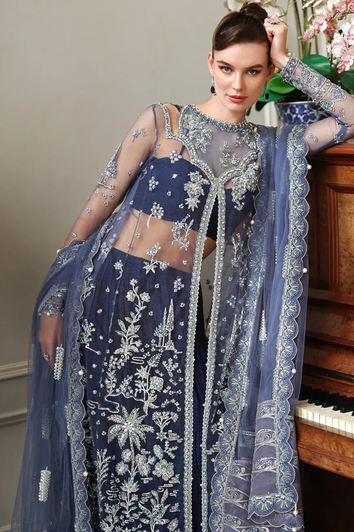 Veronica from The Muse by Mushq navy blue stitched formal dress