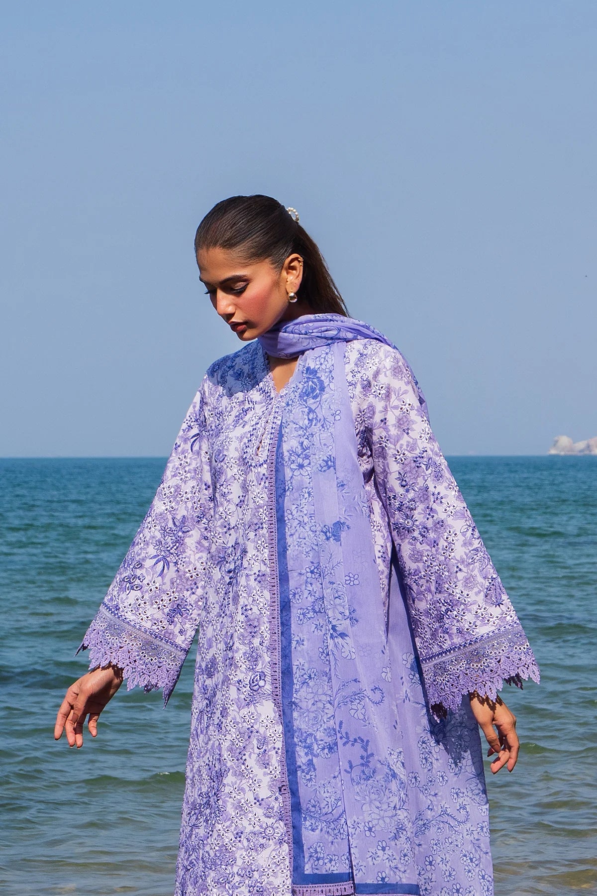 Verve- Lilac Embroidered Luxury Lawn'25 Outfit By- Afrozeh