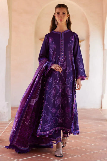 Farah Talib Aziz Vicenta Violet stitched violet lawn suit with silk dupatta
