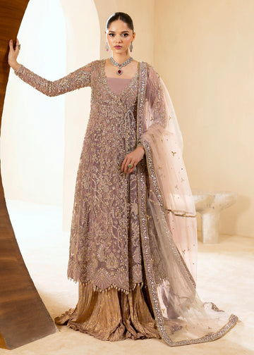 Lilac net Pakistani sharara outfit with pearl and sequin handwork – Vistara by Pakistanimoda