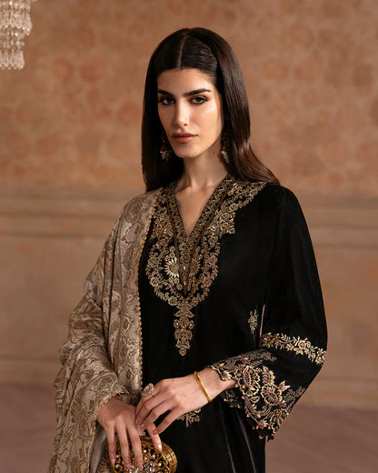 Vita-Pakistani Traditional Embroidered Shirt with Trouser-By-Faiza Saqlain