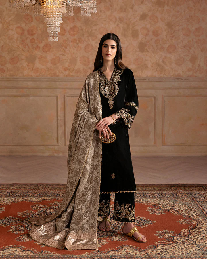 Vita-Pakistani Traditional Embroidered Shirt with Trouser-By-Faiza Saqlain