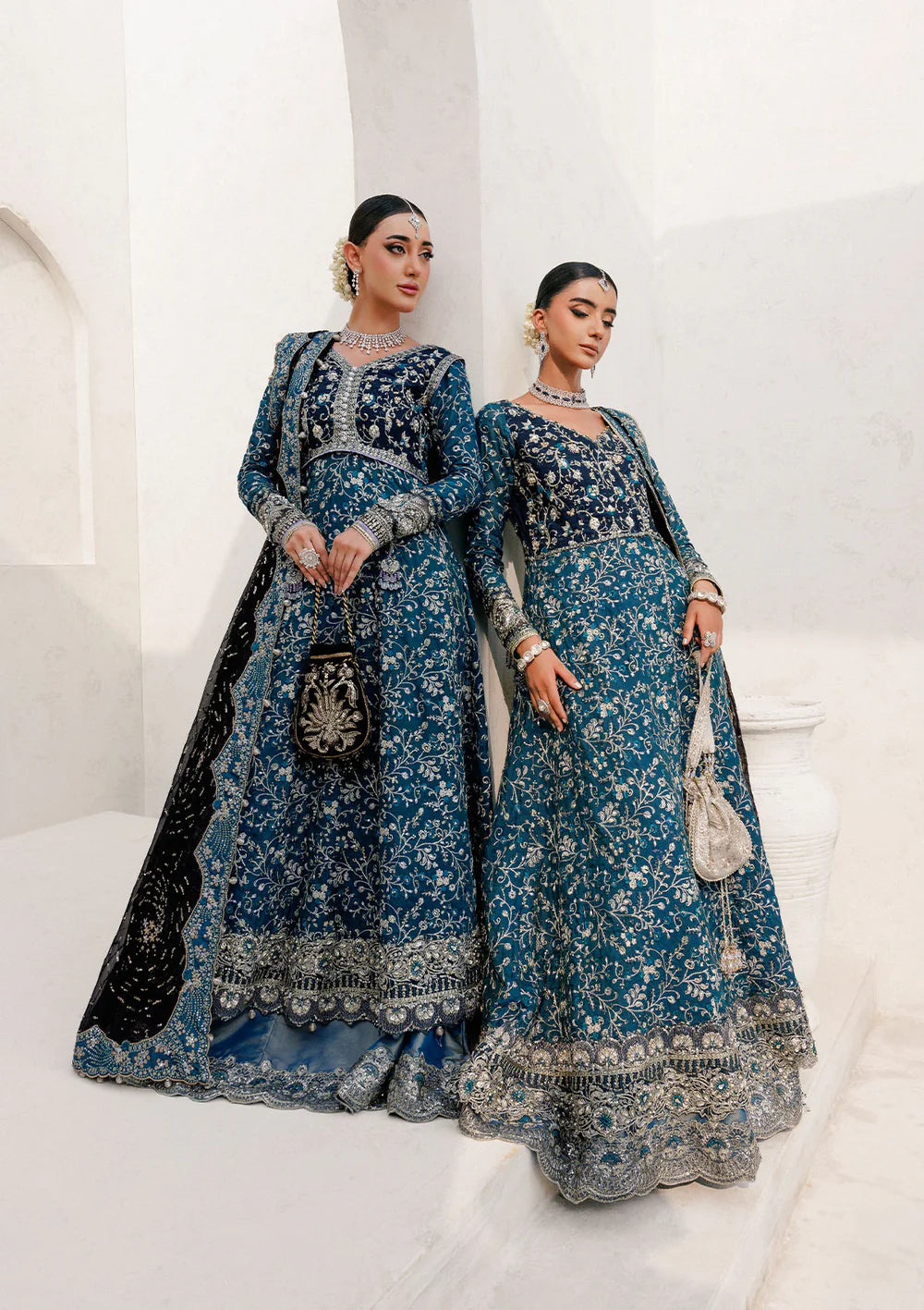 Luxury stitched Pakistani wedding outfit teal blue – AIK Wedding Festive Vol 2 – Pakistanimoda.com