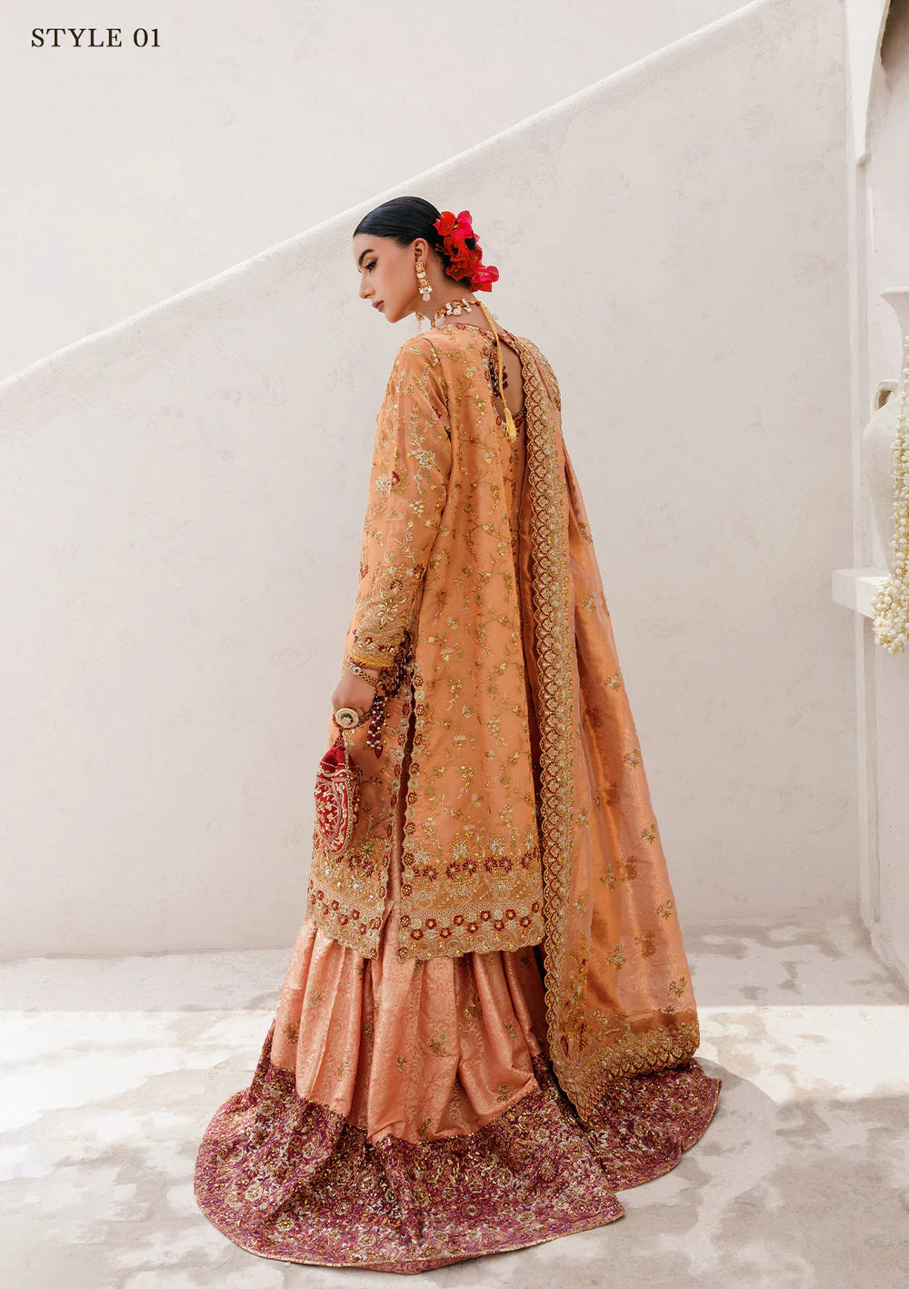 AIK stitched tissue outfit with embroidered dupatta – Pakistani luxury formal – Pakistanimoda.com