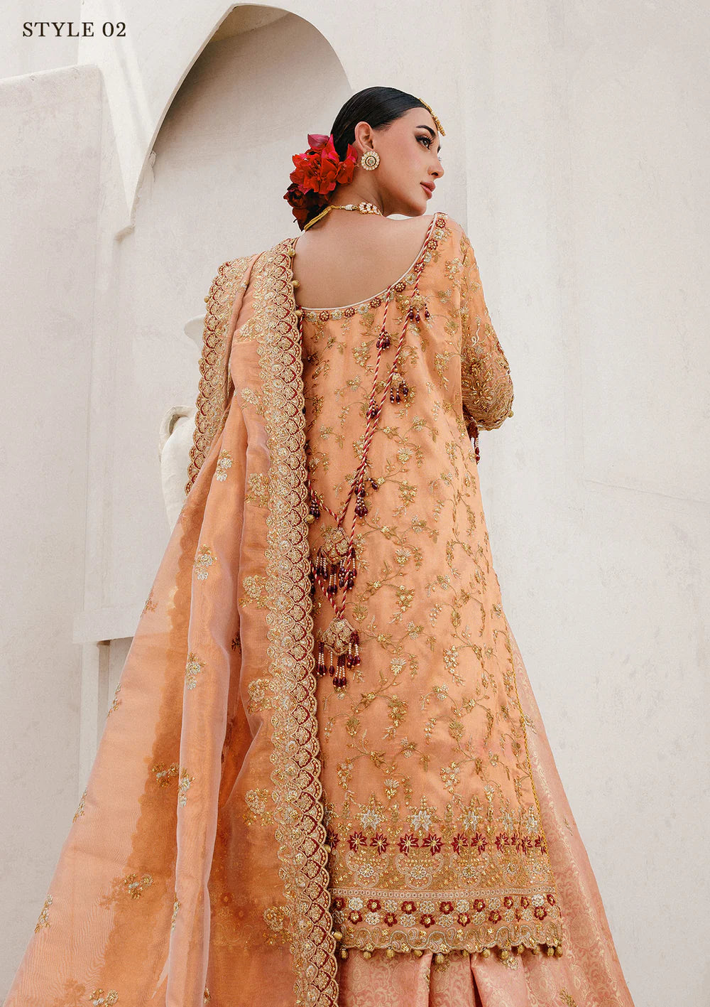 AIK stitched tissue outfit with embroidered dupatta – Pakistani luxury formal – Pakistanimoda.com