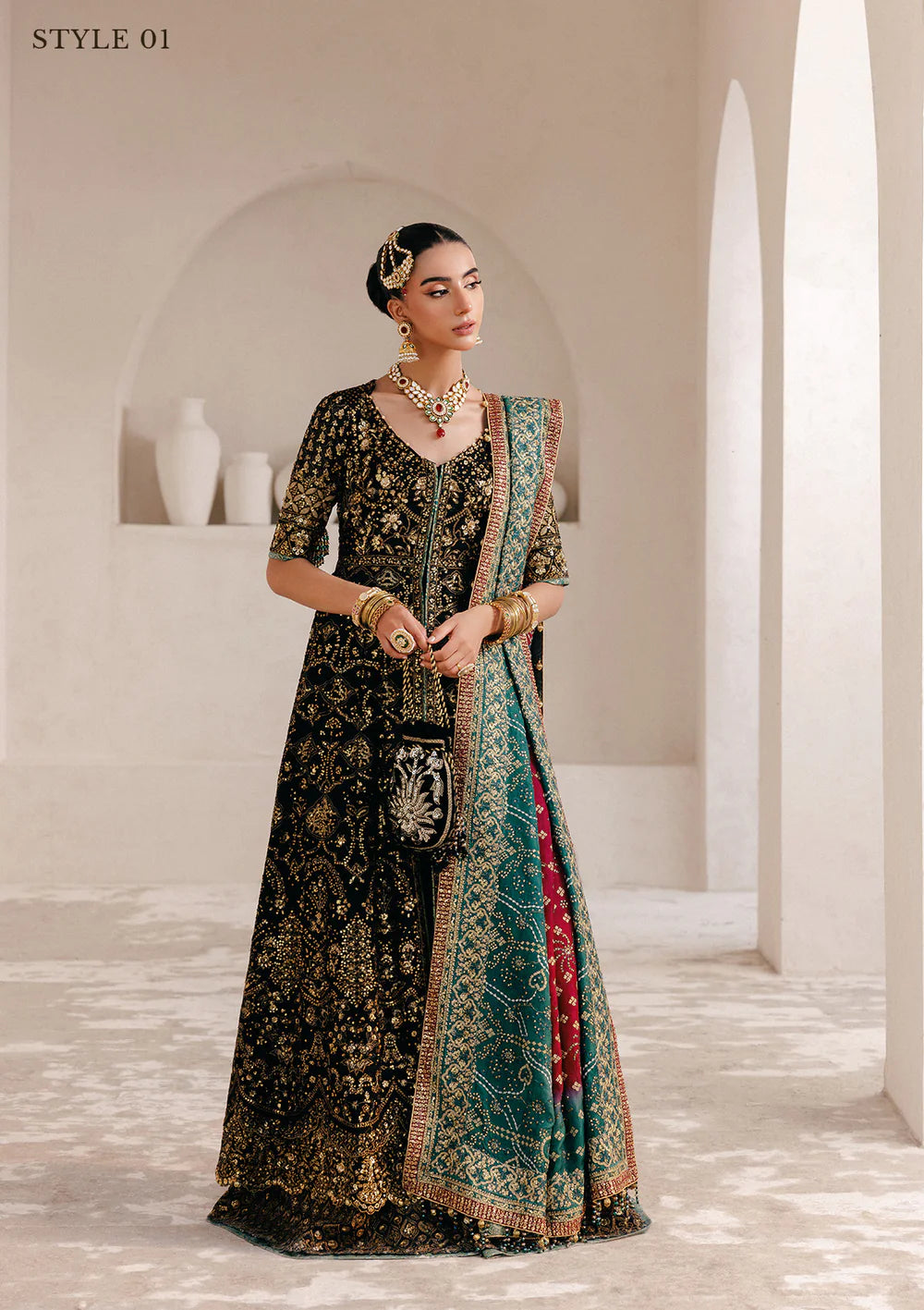 Embroidered chiffon stitched wedding formal with medium silk dupatta – Pakistanimoda.com