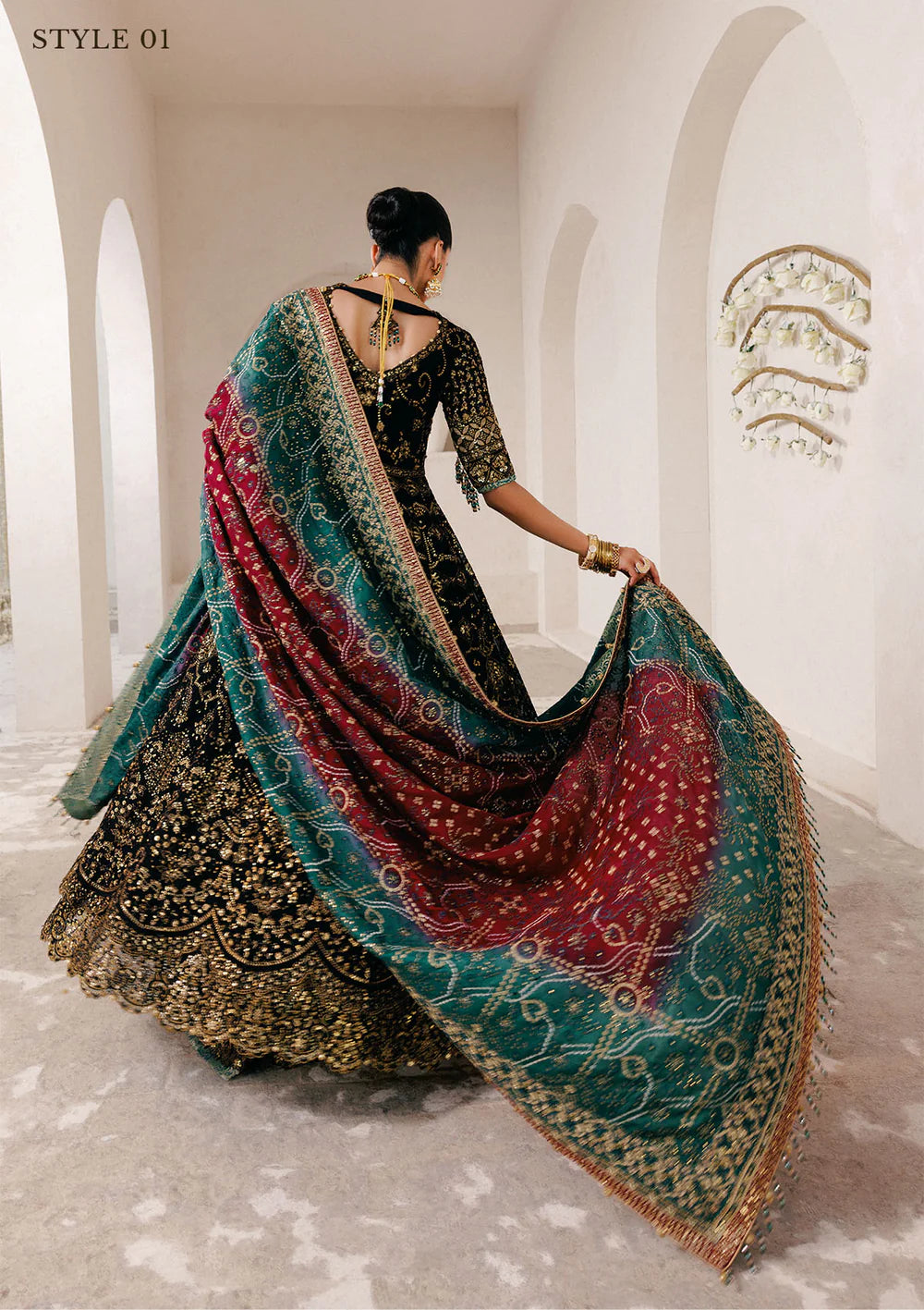 Embroidered chiffon stitched wedding formal with medium silk dupatta – Pakistanimoda.com