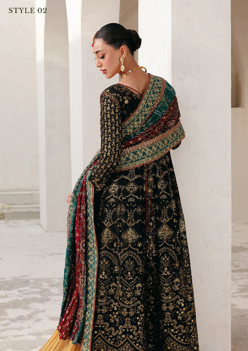 Embroidered chiffon stitched wedding formal with medium silk dupatta – Pakistanimoda.com