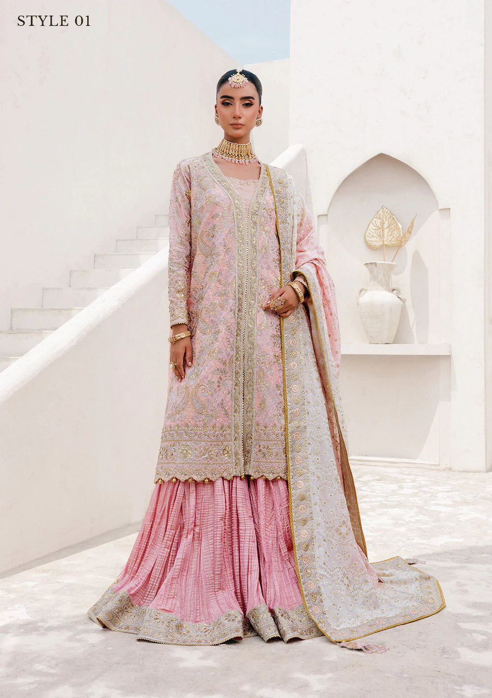 AIK stitched katan silk formal dress with medium silk dupatta – Pakistanimoda.com