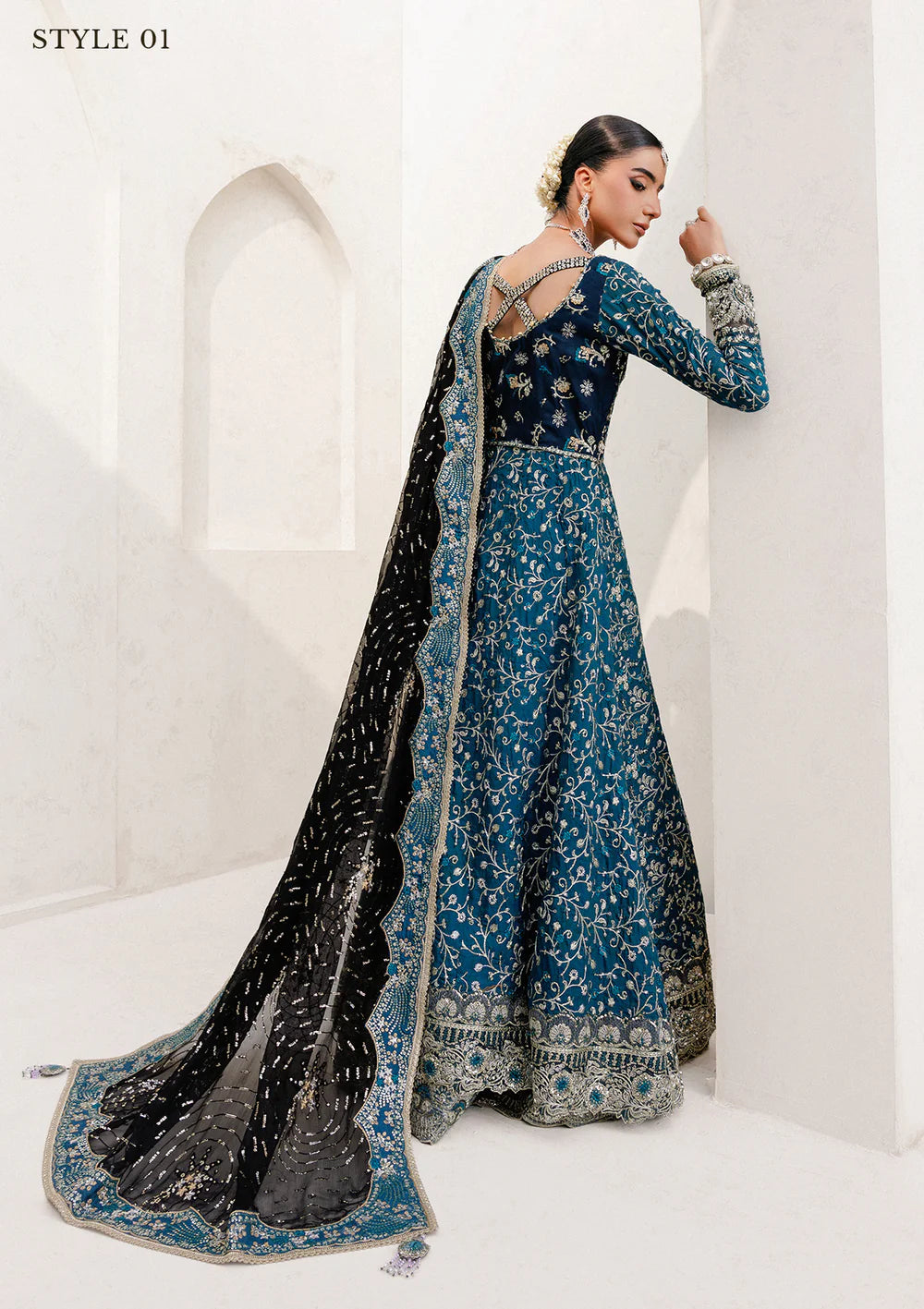 Luxury stitched Pakistani wedding outfit teal blue – AIK Wedding Festive Vol 2 – Pakistanimoda.com