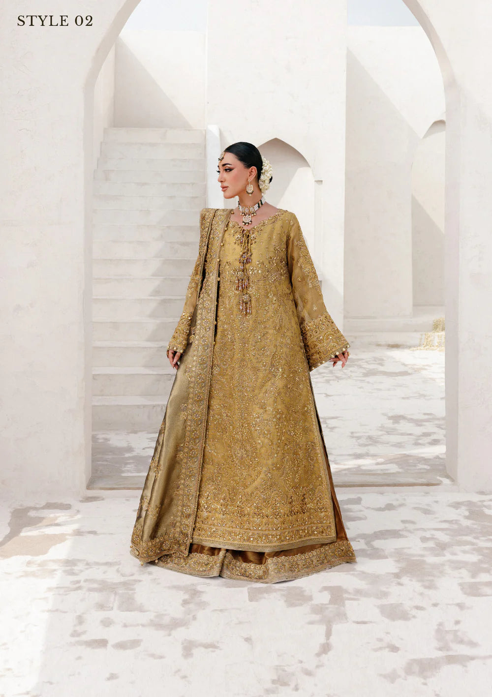 Hand-embellished chiffon and zari net formal dress – AIK Wedding Festive stitched ensemble – Pakistanimoda.com