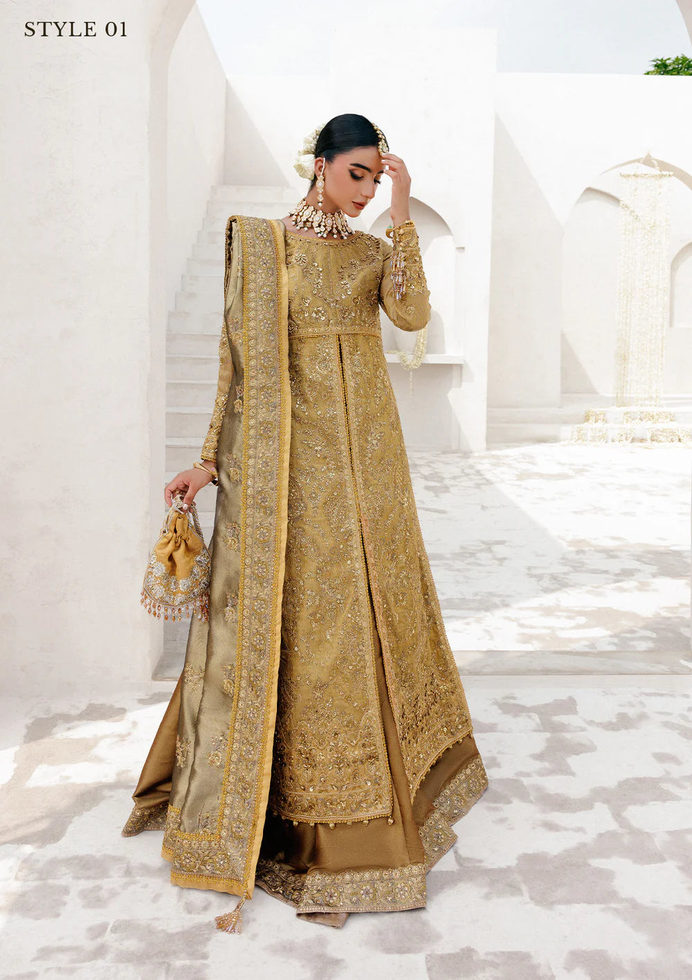 Hand-embellished chiffon and zari net formal dress – AIK Wedding Festive stitched ensemble – Pakistanimoda.com