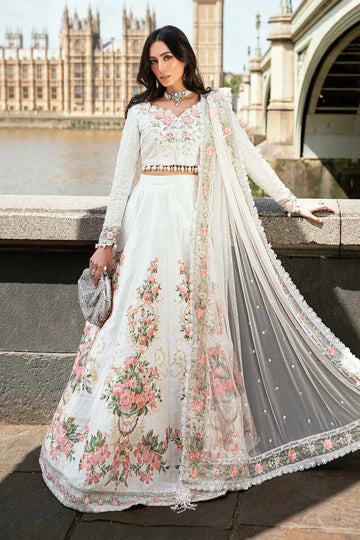 Maria B Soirée WF-09-02 Off-White Silk Lehenga Ensemble stitched for festive events – Pakistanimoda.