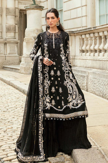 Maria B Soirée WF-09-03 Black Raw Silk Suit stitched for evening parties – Pakistanimoda.