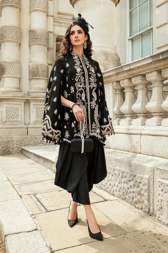 Maria B Soirée WF-09-03 Black Raw Silk Suit stitched for evening parties – Pakistanimoda.