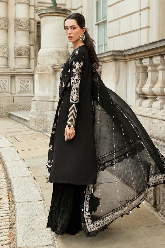 Maria B Soirée WF-09-03 Black Raw Silk Suit stitched for evening parties – Pakistanimoda.