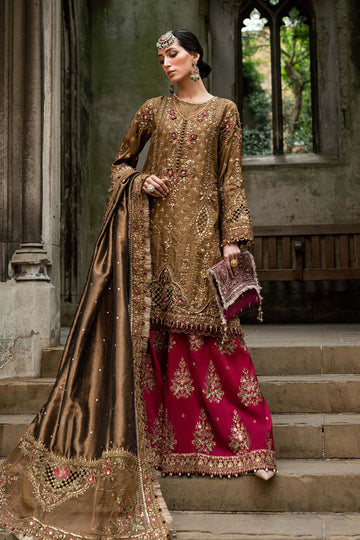 Maria B Soirée WF-09-04 Brown Raw Silk Suit stitched for pre-wedding events – Pakistanimoda.