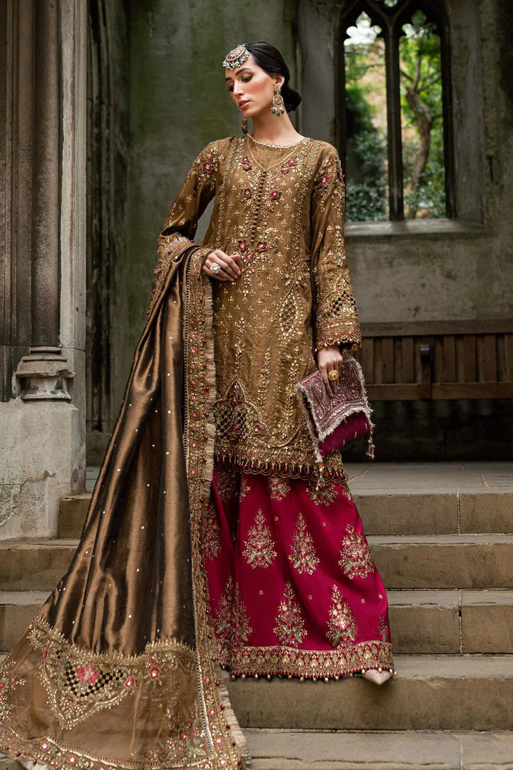 Maria B Soirée WF-09-04 Brown Raw Silk Suit stitched for pre-wedding events – Pakistanimoda.
