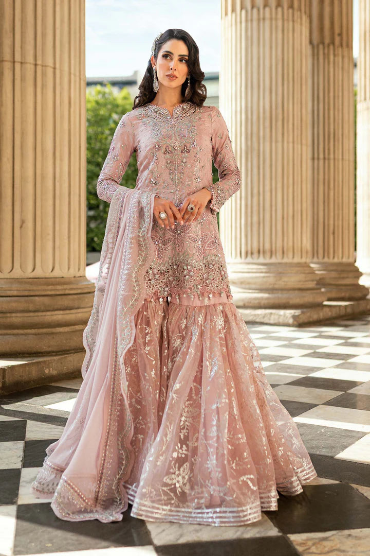 Maria B Soirée WF-09-05 Nude Pink Silk Gharara Suit stitched for Eid events – Pakistanimoda.