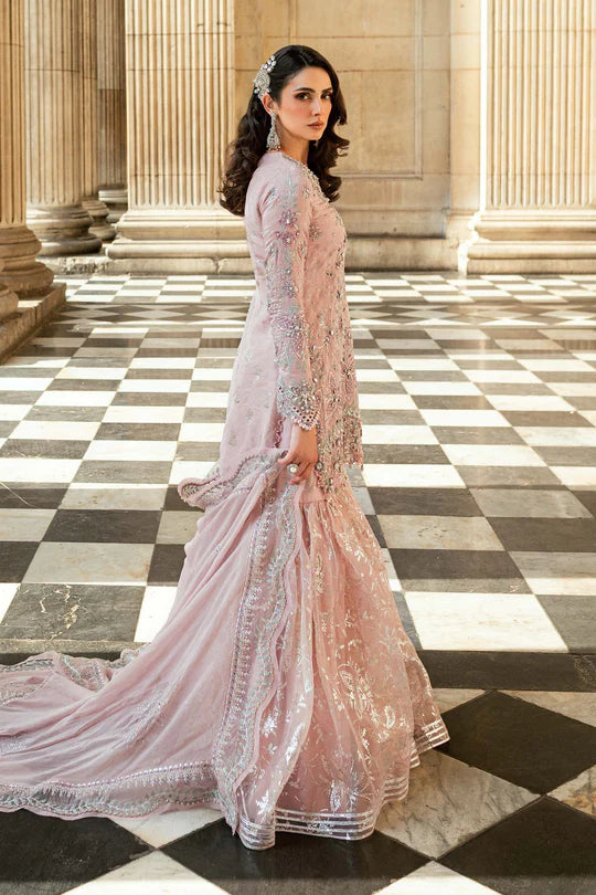 Maria B Soirée WF-09-05 Nude Pink Silk Gharara Suit stitched for Eid events – Pakistanimoda.