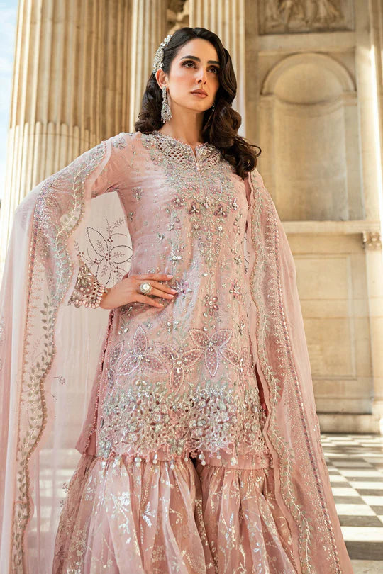 Maria B Soirée WF-09-05 Nude Pink Silk Gharara Suit stitched for Eid events – Pakistanimoda.