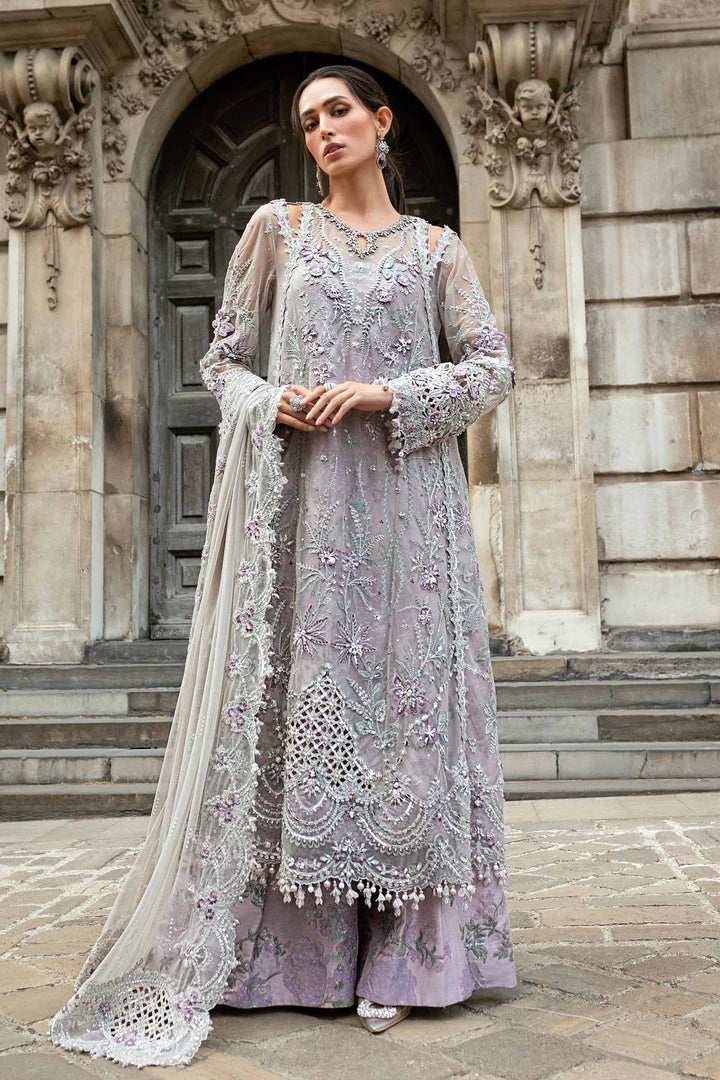 Maria B Soirée WF-09-07 Grey Net Suit stitched for festive family events – Pakistanimoda.