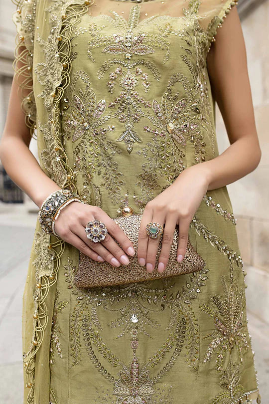 Maria B Soirée WF-09-08 Apple Green Raw Silk Suit stitched for Eid & festive parties – Pakistanimoda.