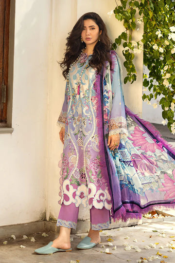 Whispering Melody Gradiant Blue Manaram Luxury lawn Outfit By- Mushq