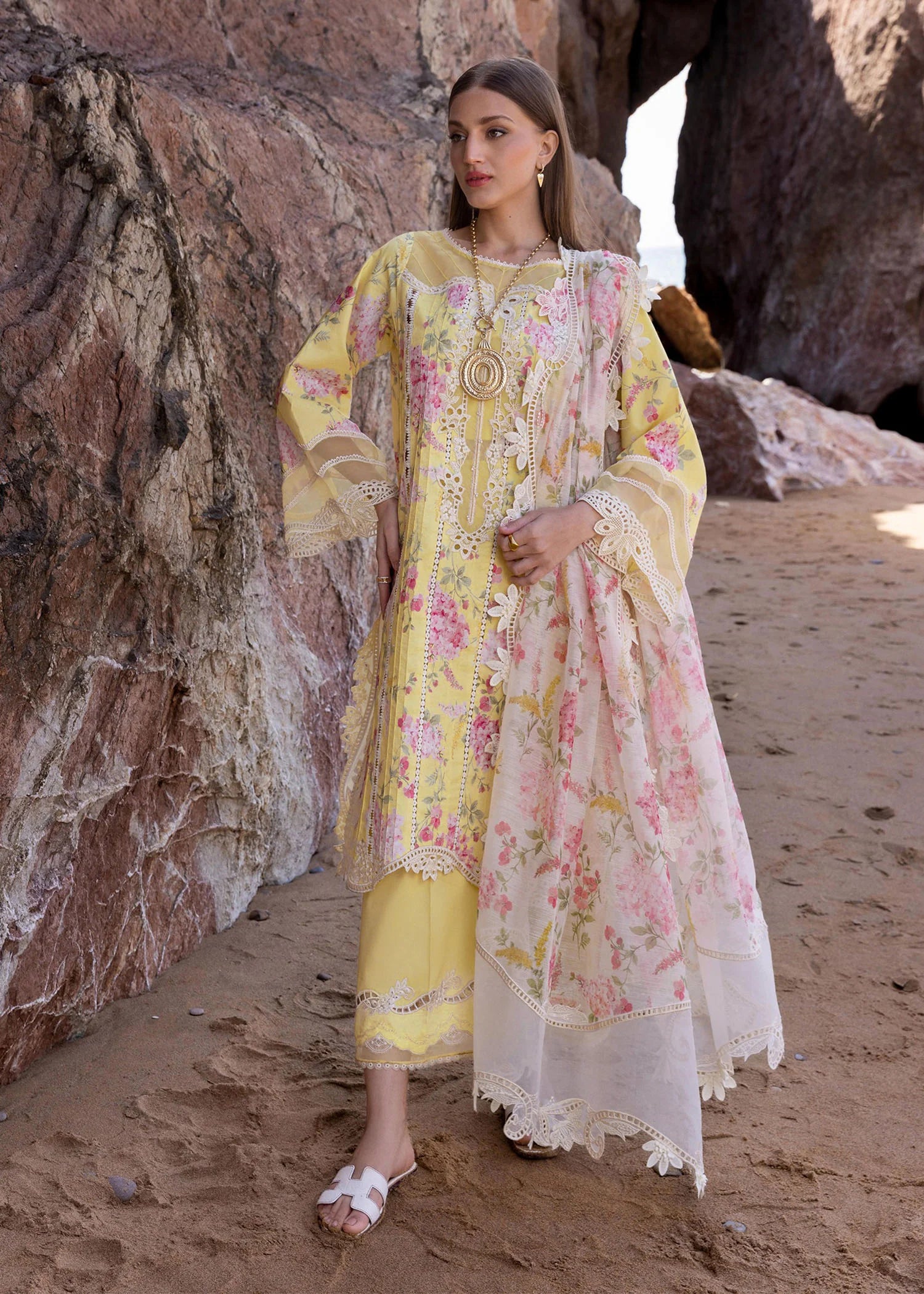 Who'S That Girl - D3 A- Sunflower Embroidered Lawn Outfit By- Crimson