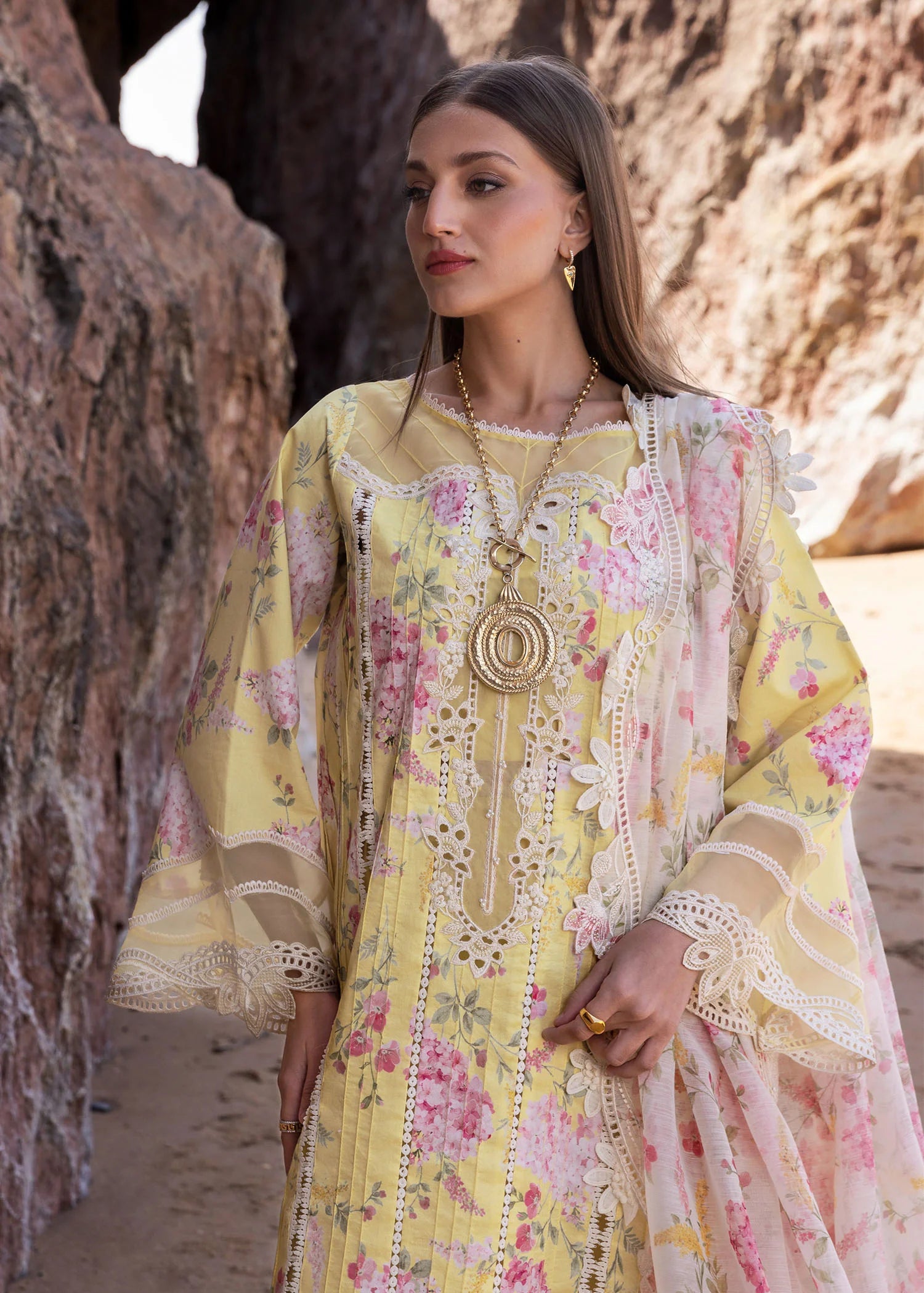 Who'S That Girl - D3 A- Sunflower Embroidered Lawn Outfit By- Crimson