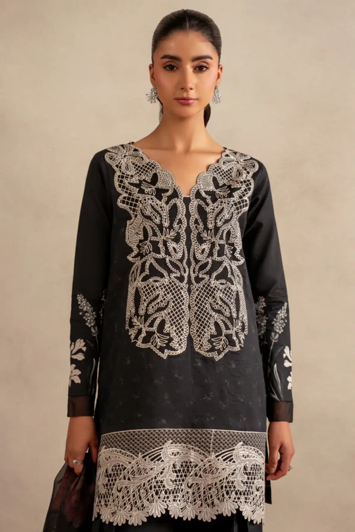 Wildflower Whimsy MSSL-06 by Asifa & Nabeel jet black stitched lawn 3PC from Meraki Summer 26