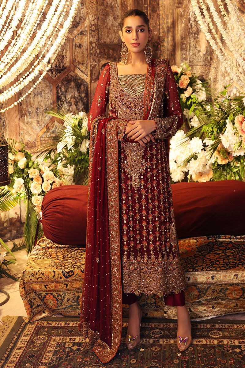 Yasmen- Designer Deep maroon Long Shirt with Heavy Embellishments