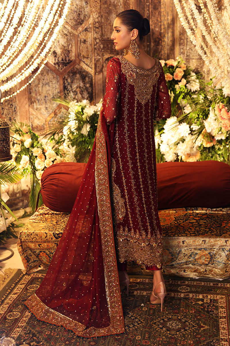 Yasmen- Designer Deep maroon Long Shirt with Heavy Embellishments