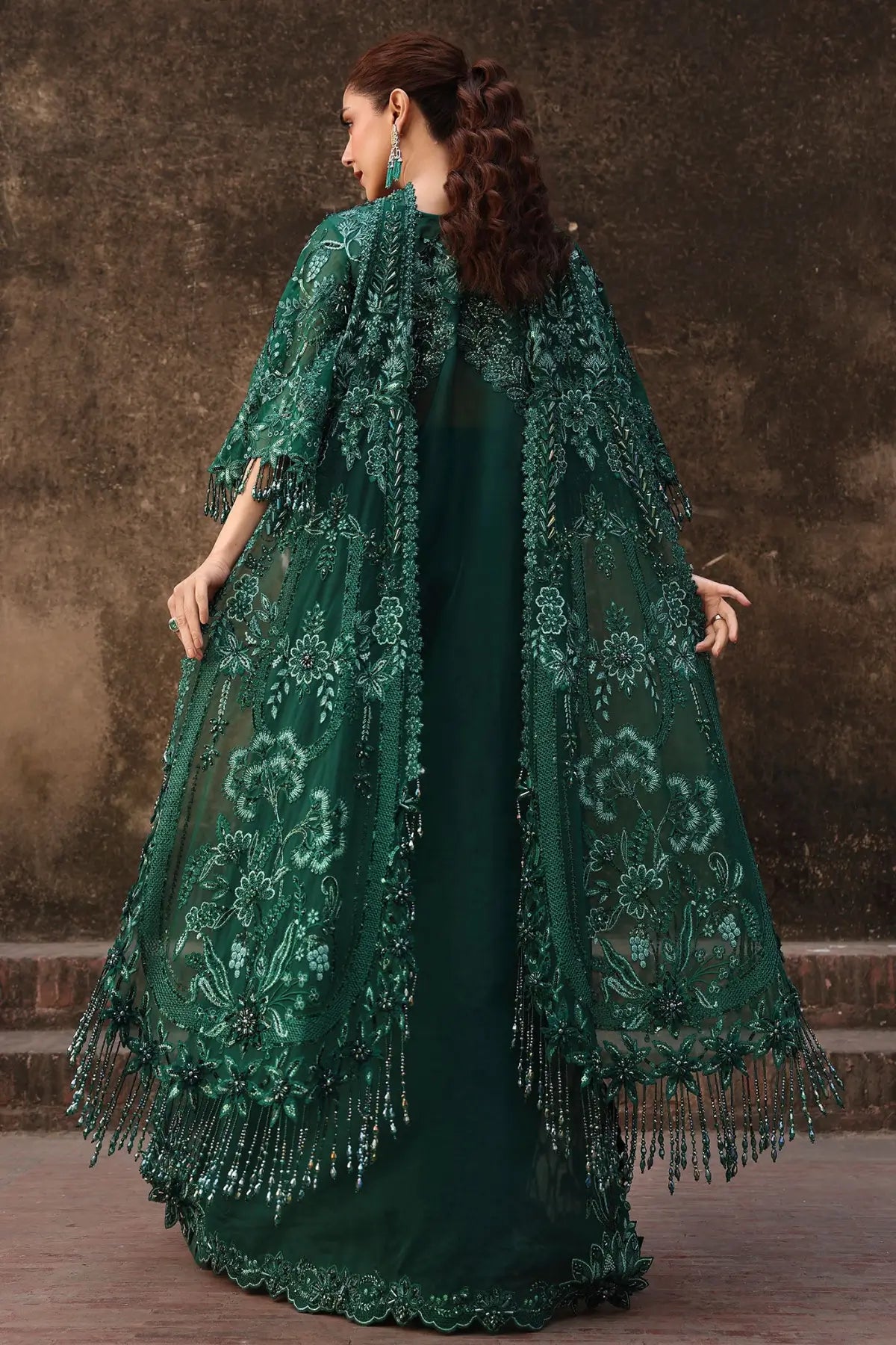 ZAMARD by Crimson JHILMIL emerald stitched embroidered 3PC suit with sequin adda work and net dupatta