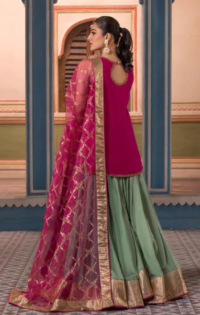 Zahre- Pink Traditional Embellished Sharara Outfit By-Maya Pret-A-Porter