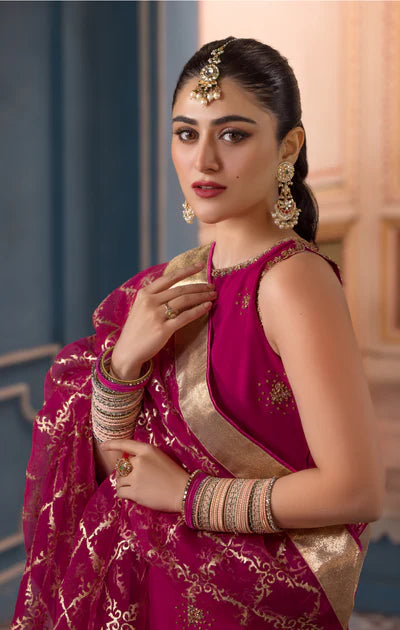 Zahre- Pink Traditional Embellished Sharara Outfit By-Maya Pret-A-Porter