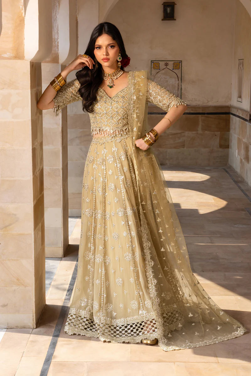 Zaiena Rang Rasiya Amber Gold stitched chiffon lehenga choli – Pakistani designer outfit UK shipping