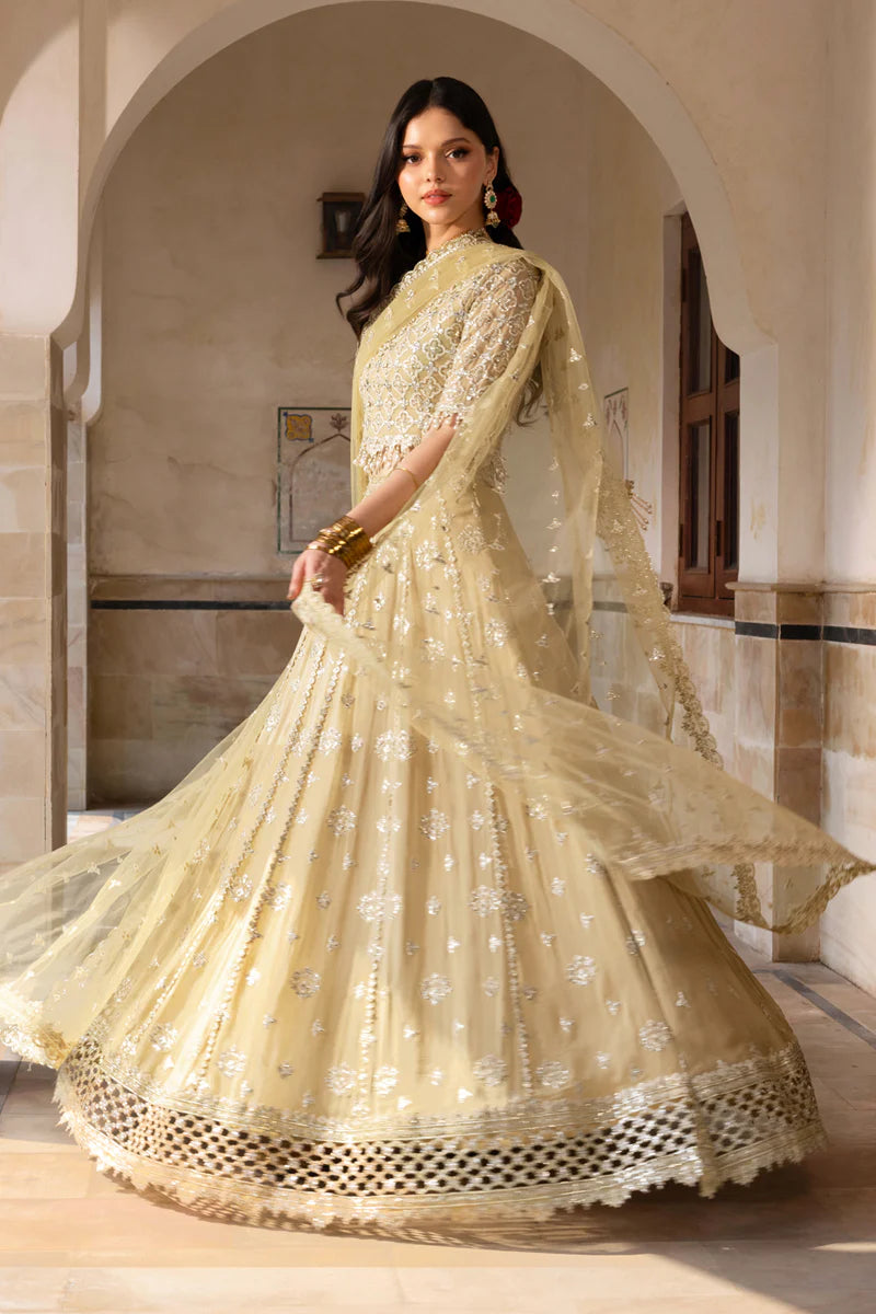 Zaiena Rang Rasiya Amber Gold stitched chiffon lehenga choli – Pakistani designer outfit UK shipping