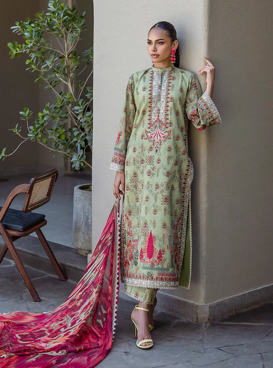 Zaira-Lovely Light Olive Green 3- piece Lawn Suit By-Zainab Chottani
