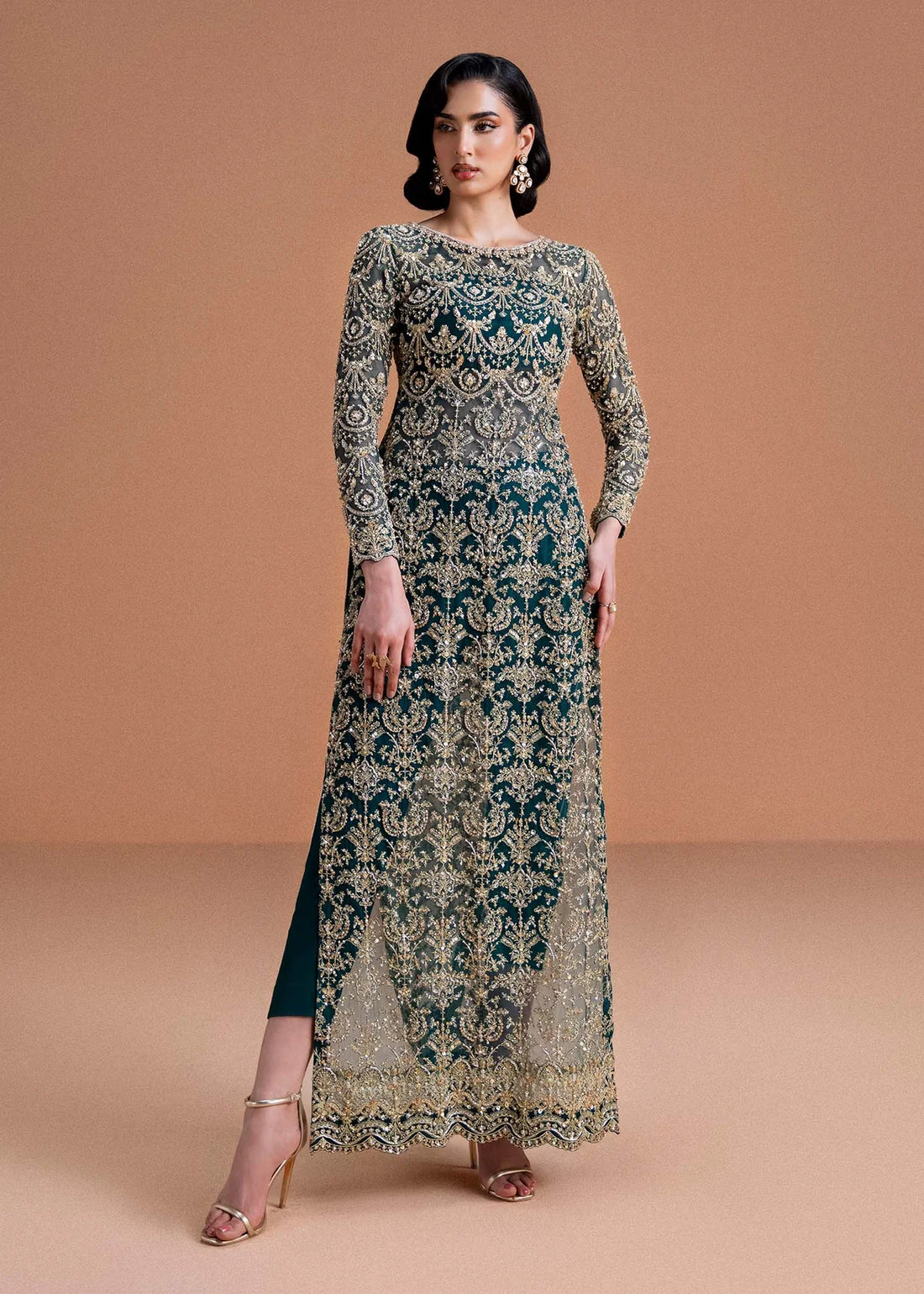 Kanwal Malik Zaira moss green ada work formal outfit – Pakistanimoda