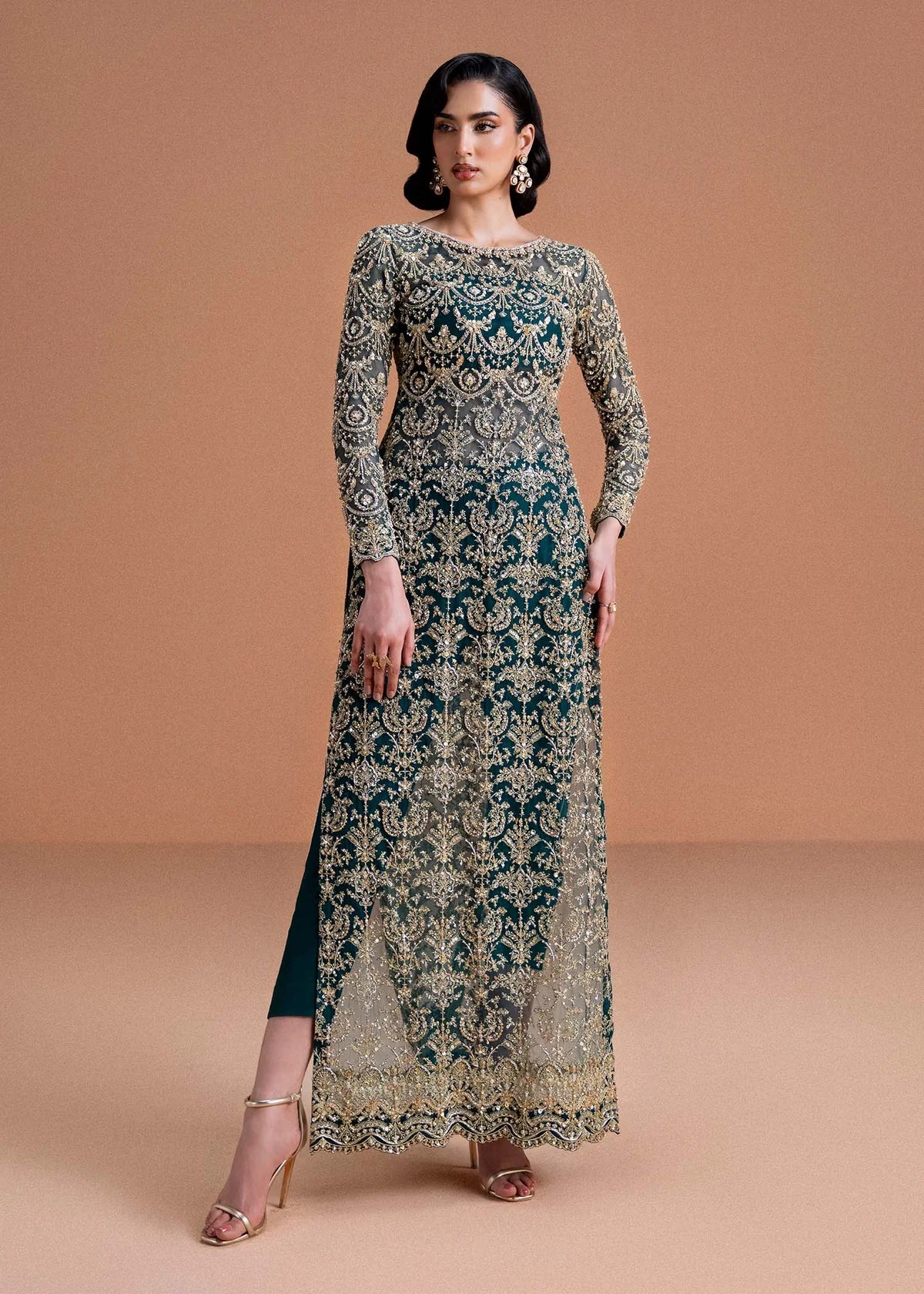 Kanwal Malik Zaira moss green ada work formal outfit – Pakistanimoda