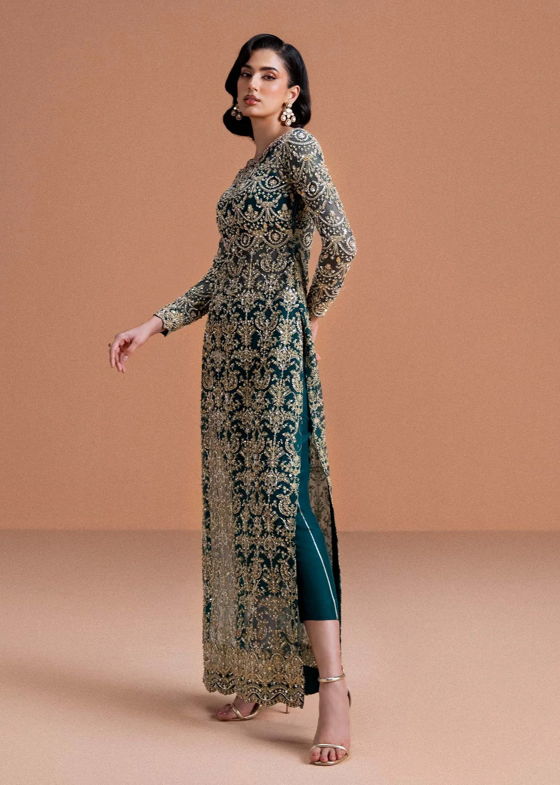 Kanwal Malik Zaira moss green ada work formal outfit – Pakistanimoda