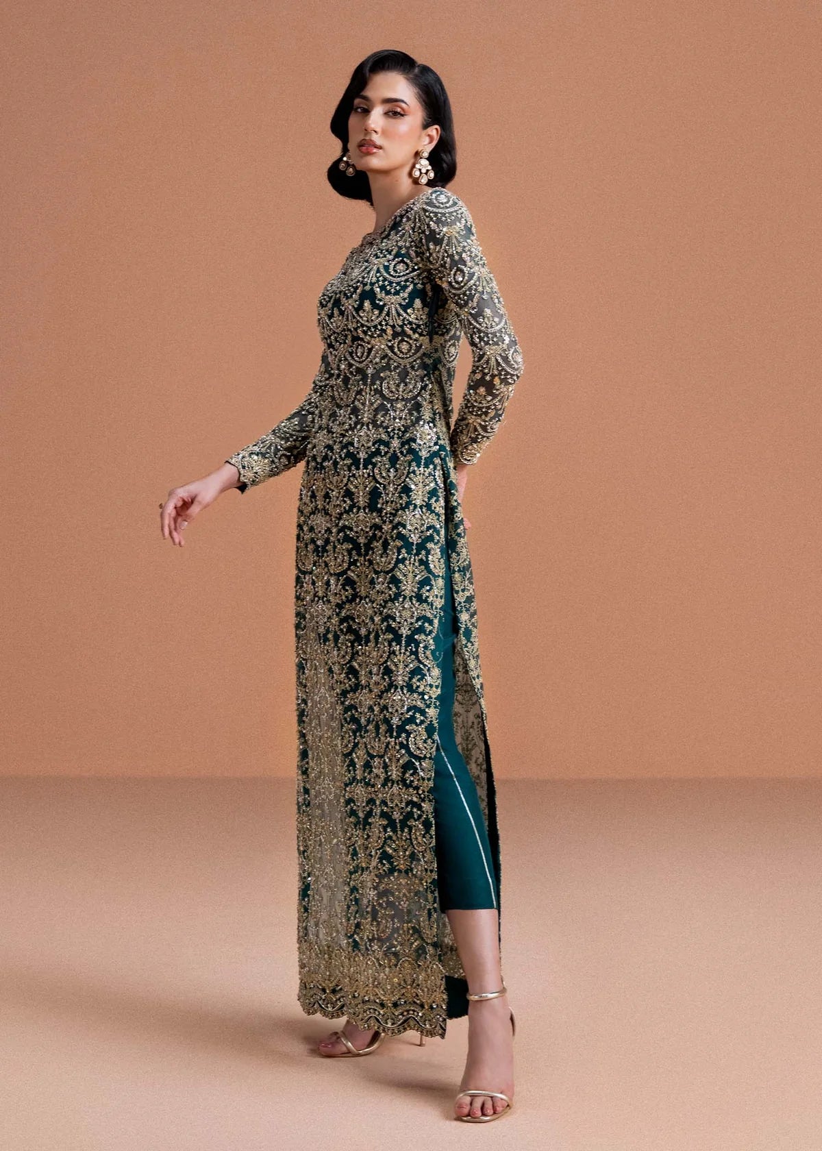 Kanwal Malik Zaira moss green ada work formal outfit – Pakistanimoda