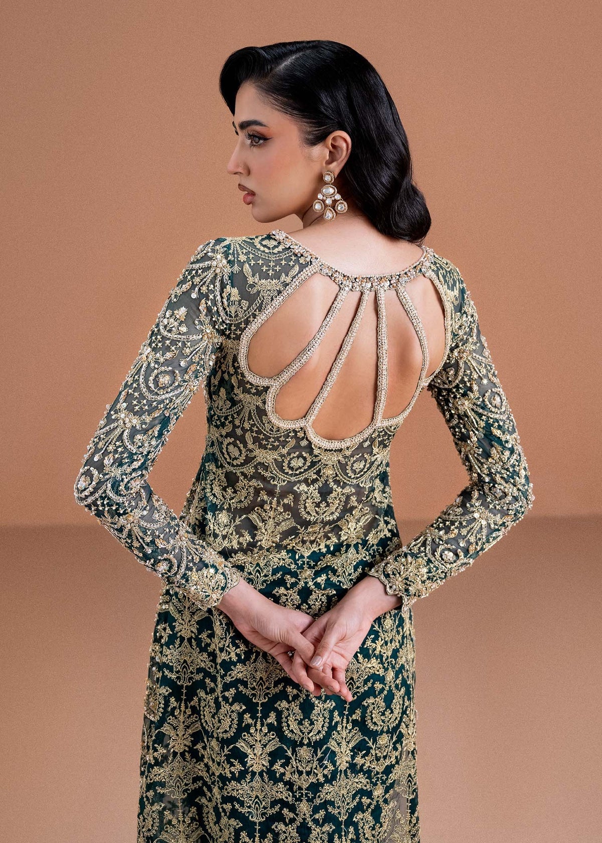 Kanwal Malik Zaira moss green ada work formal outfit – Pakistanimoda